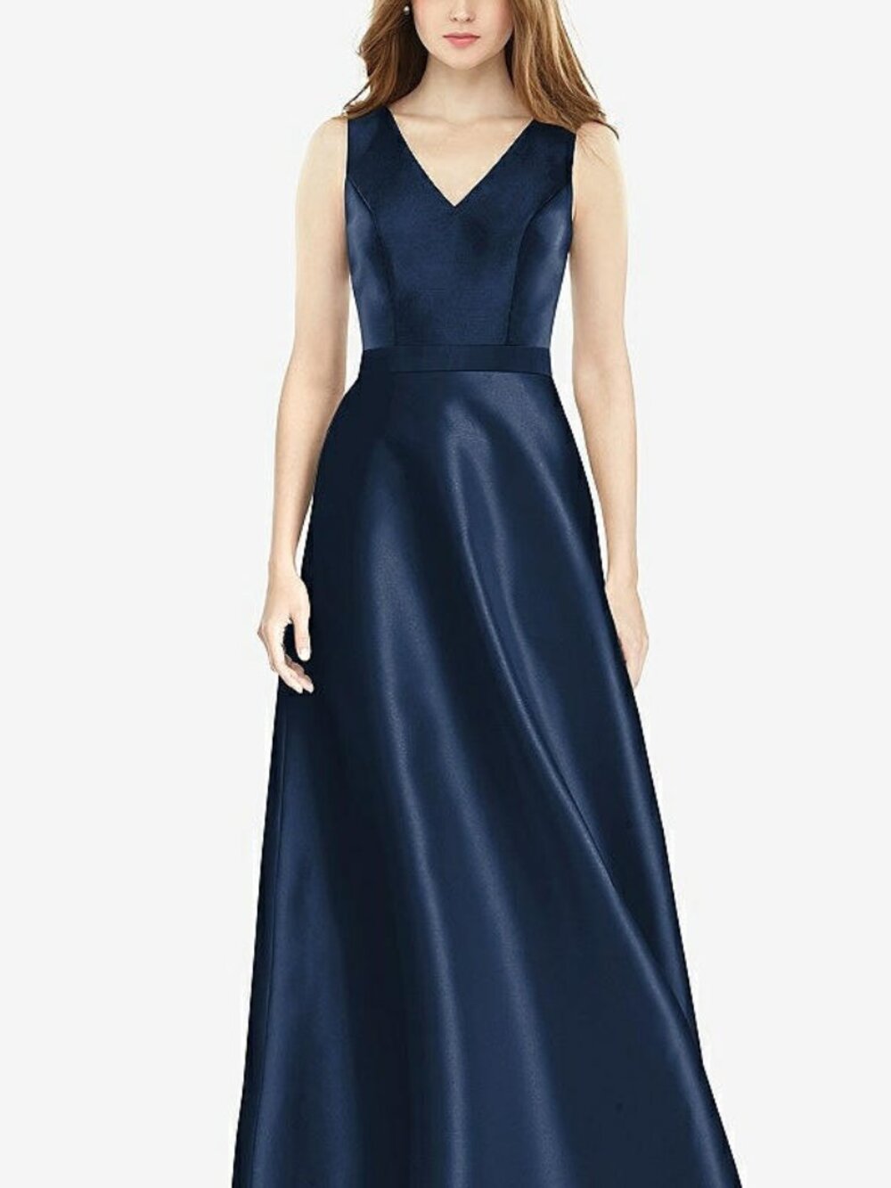 Alfred Sung 754...Sleeveless A-Line Satin Dress with Pockets...Midnight...Sz 0